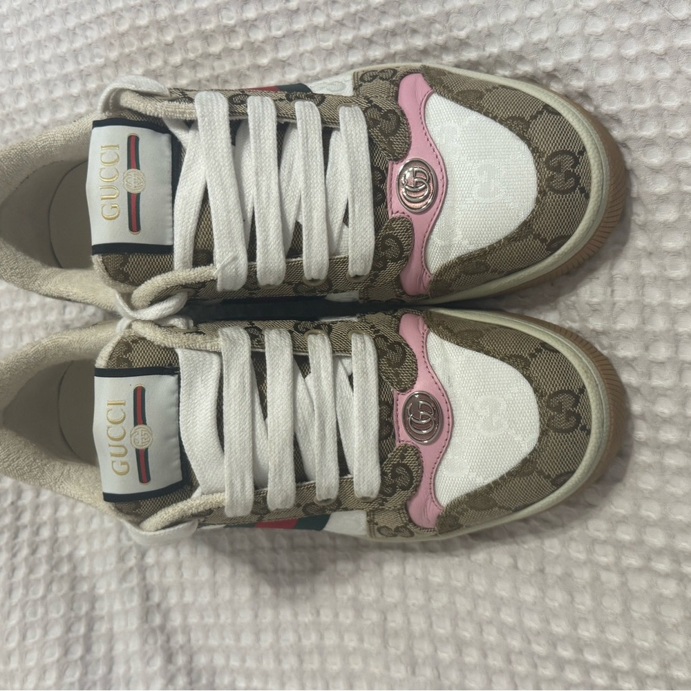 Gucci Pink and Brown Sneakers Retro-Inspired Design